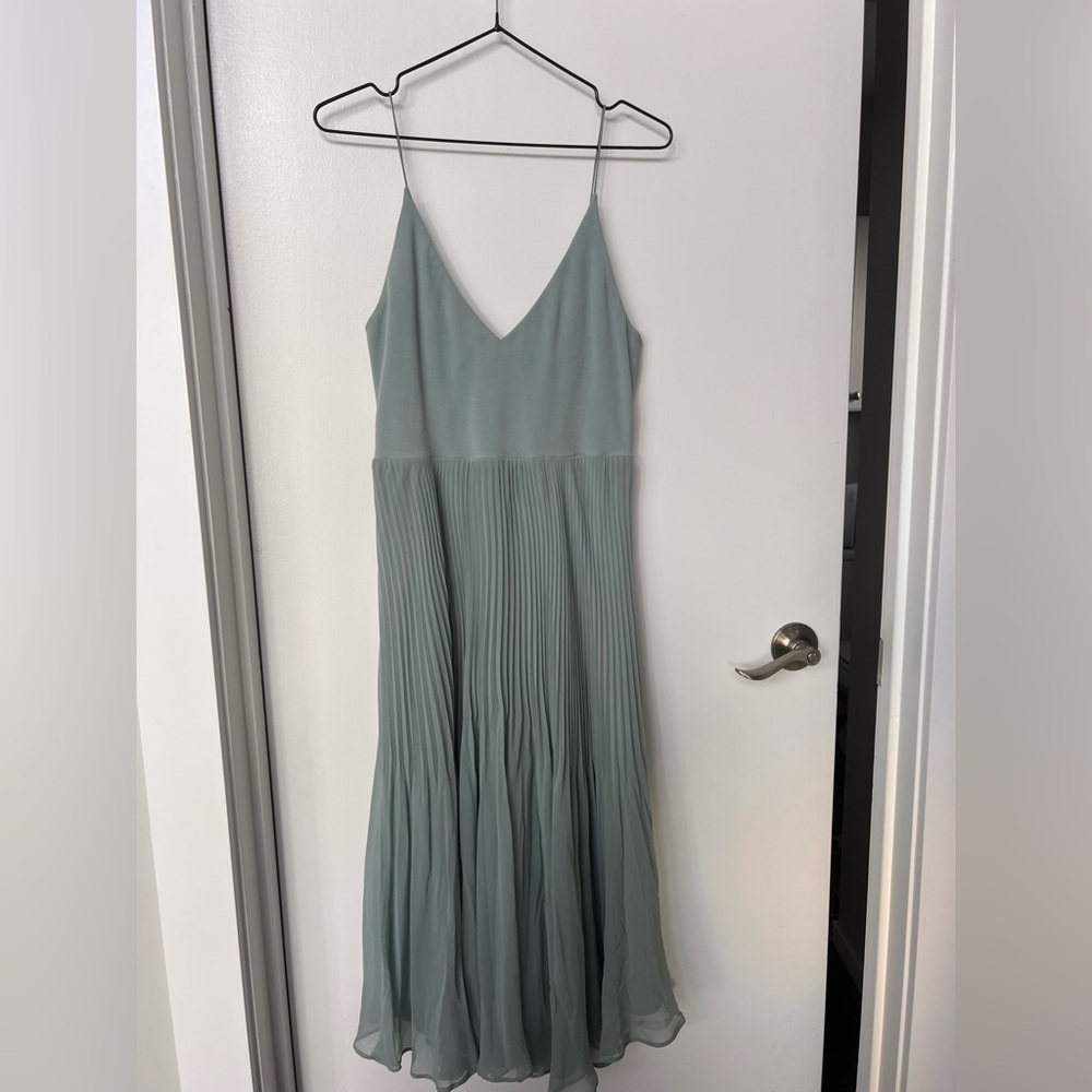 Wilfred Sage Green Pleated Midi Slip Dress